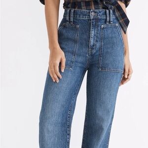 Madewell 11" High-Rise Flare Jeans in Whitethorn Wash: Workwear Edition